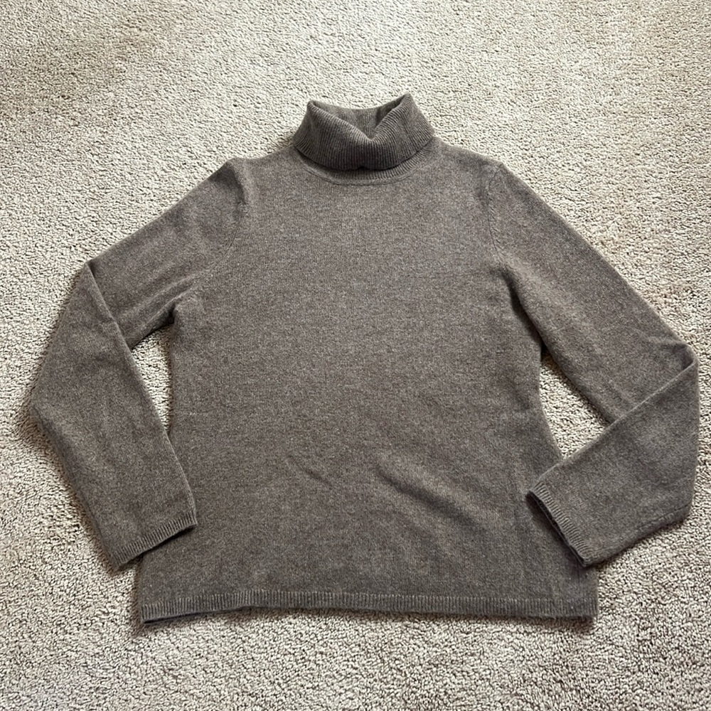 Charter Club Mock Neck 100% Cashmere Light Brown Sweater Size Small